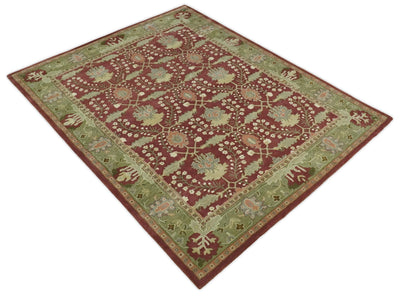 8x10 and 9x12 Handmade Persian Design Rust and Green made with fine wool Area Rug | TRDCP150810 - The Rug Decor