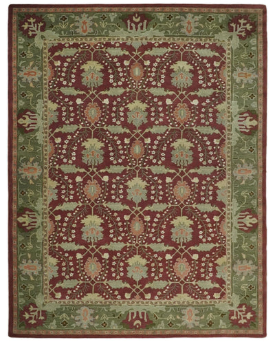 8x10 and 9x12 Handmade Persian Design Rust and Green made with fine wool Area Rug | TRDCP150810 - The Rug Decor