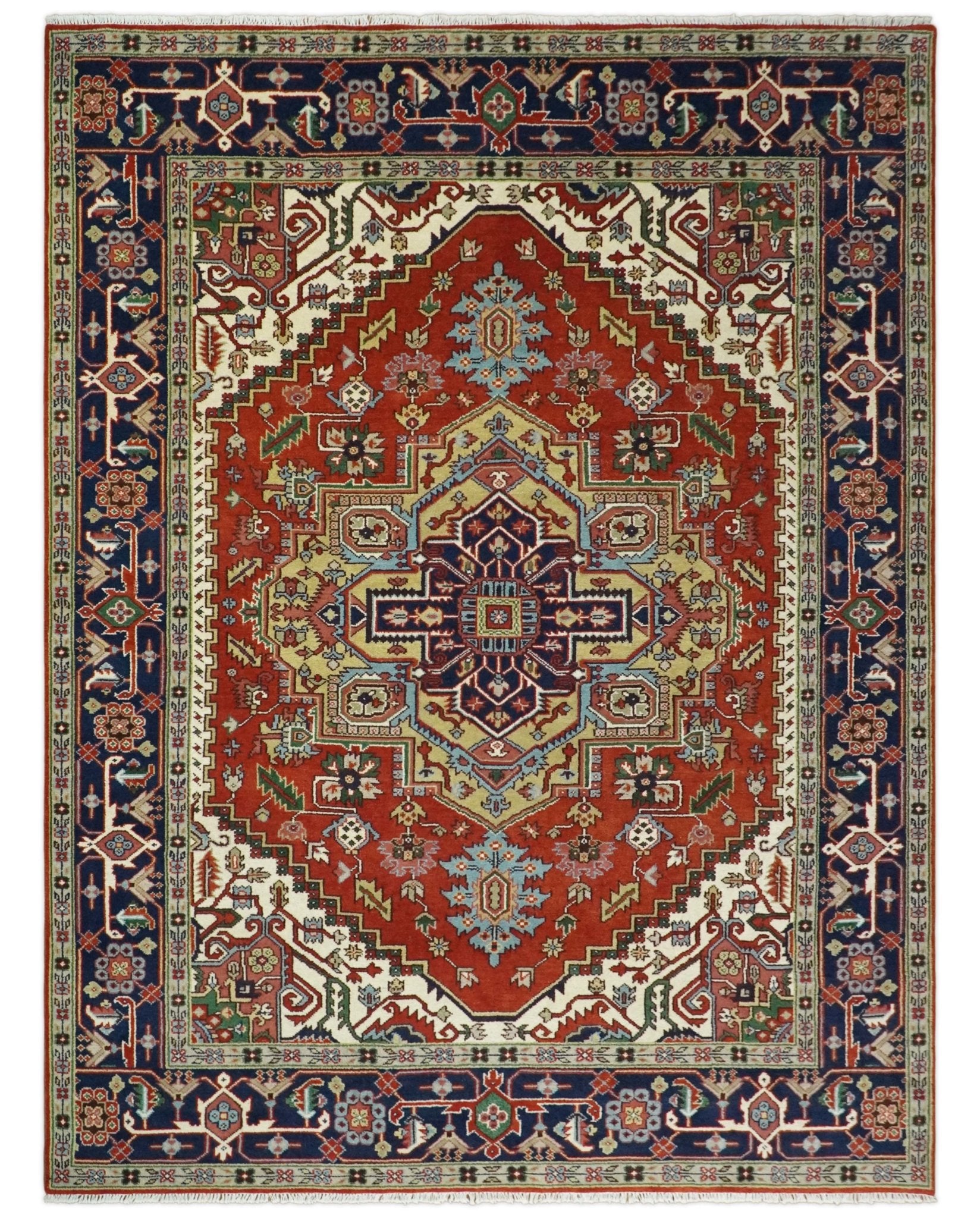 Buy Hand-Knotted Blue and Rust Traditional Persian Rug – The Rug Decor