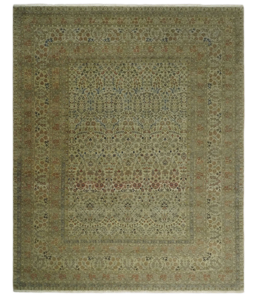 8x10 and 9x12 Vintage Brown Antique Persian Tabriz Fine Hand Knotted Wool Area Rug | TRD421 - The Rug Decor