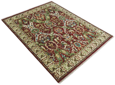 8x10 and 9x12 Wool Traditional Blue and Gold Antique Colorful Hand knotted Oushak Area Rug | TRDCP305 - The Rug Decor