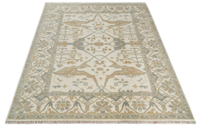 8x10 Antique Style Ivory and camel Oriental Oushak wool Area Rug - The Rug Decor