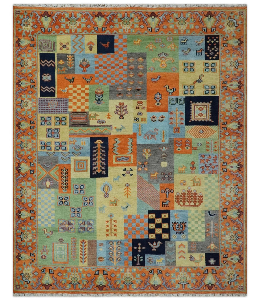 8x10 Antique Style Tribal Multi Color Hand knotted Traditional Wool Area Rug - The Rug Decor