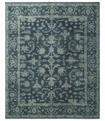 8x10 Beige and Charcoal Traditional Persian Hand Knotted Antique Wool Area Rug | TRD2367 - The Rug Decor