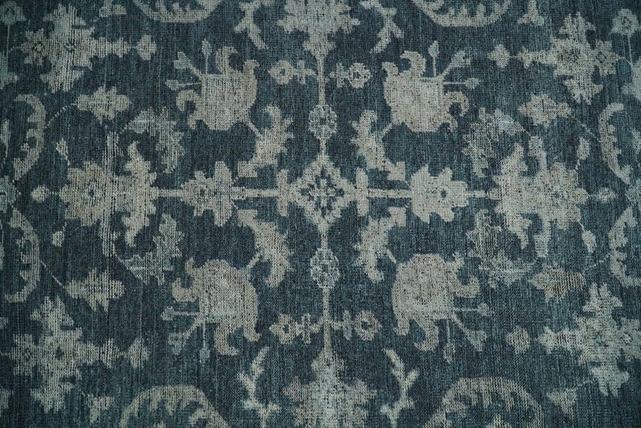 8x10 Beige and Charcoal Traditional Persian Hand Knotted Antique Wool Area Rug | TRD2367 - The Rug Decor