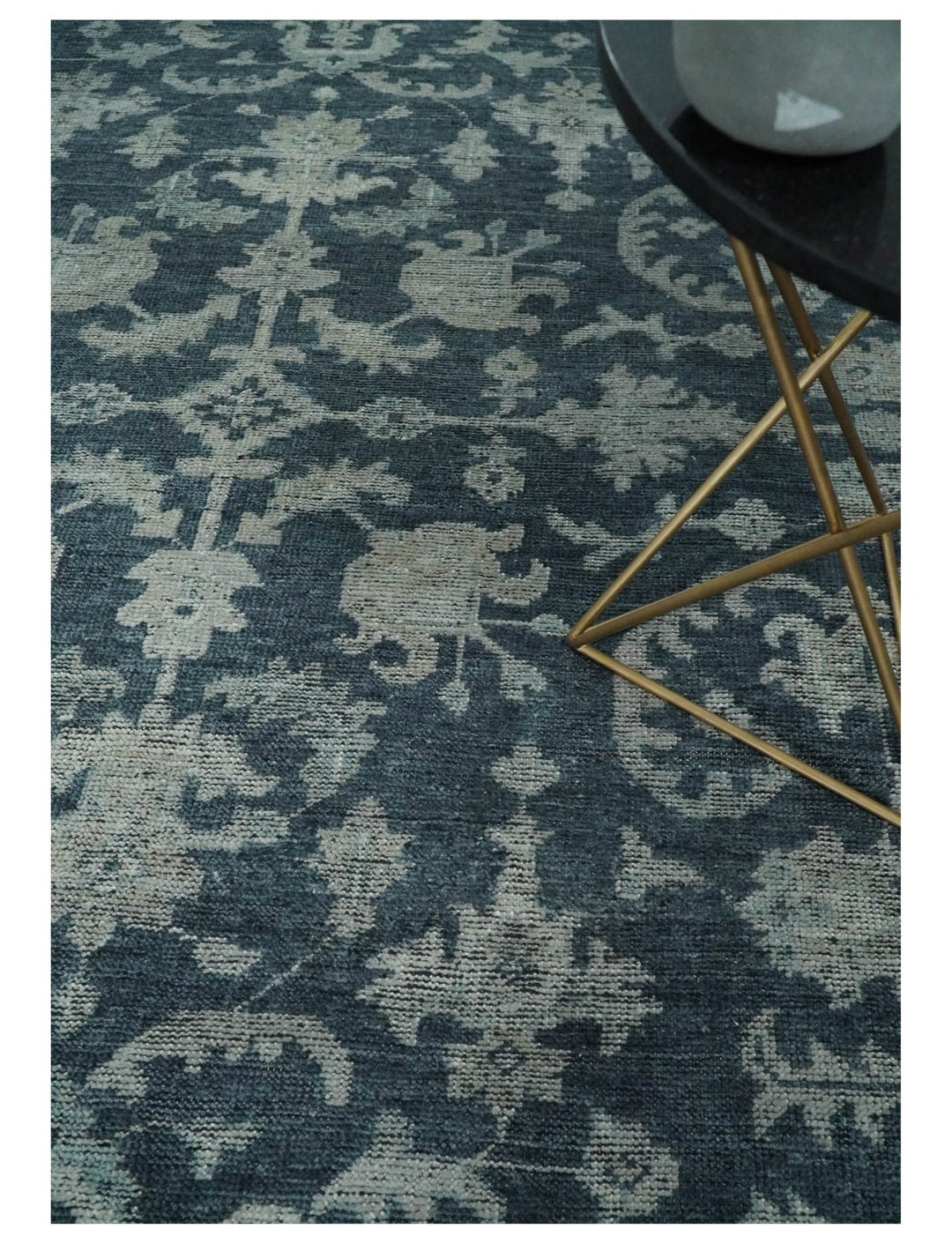 8x10 Beige and Charcoal Traditional Persian Hand Knotted Antique Wool Area Rug | TRD2367 - The Rug Decor