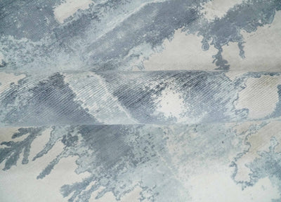 8x10 Beige and Gray Modern Abstract Handmade Fine Art Silk Area Rug | AE31810 - The Rug Decor