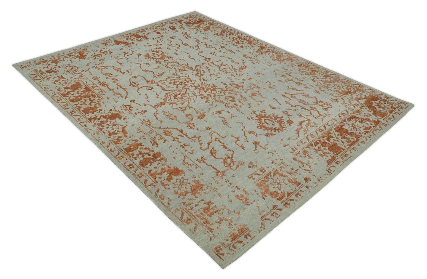 8x10 Beige and Peach Modern Abstract Hand Knotted Wool and Bamboo Silk Area Rug | AE8810 - The Rug Decor