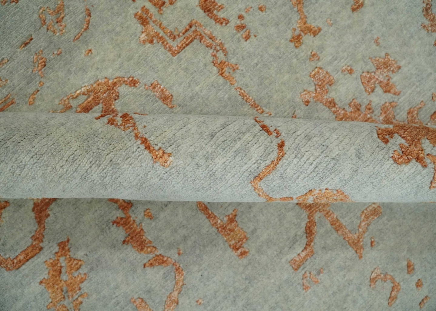 8x10 Beige and Peach Modern Abstract Hand Knotted Wool and Bamboo Silk Area Rug | AE8810 - The Rug Decor