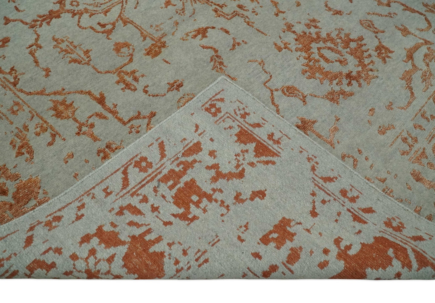 8x10 Beige and Peach Modern Abstract Hand Knotted Wool and Bamboo Silk Area Rug | AE8810 - The Rug Decor