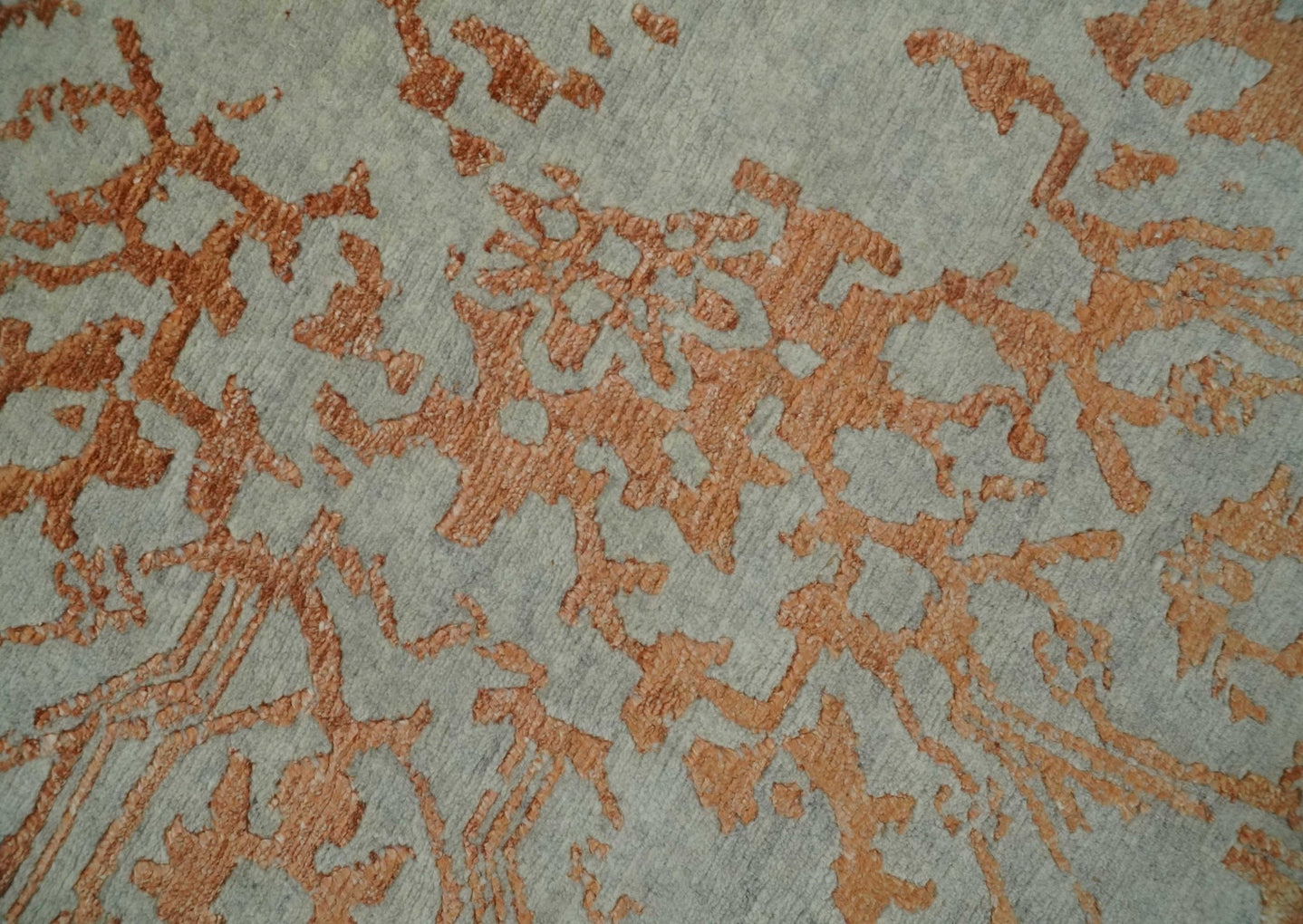 8x10 Beige and Peach Modern Abstract Hand Knotted Wool and Bamboo Silk Area Rug | AE8810 - The Rug Decor