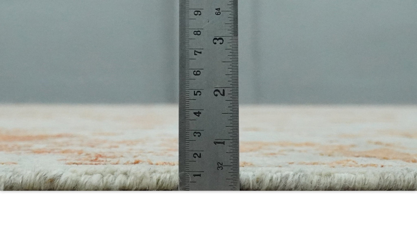 8x10 Beige and Peach Modern Abstract Hand Knotted Wool and Bamboo Silk Area Rug | AE8810 - The Rug Decor