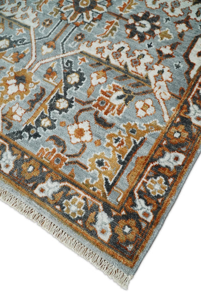 8x10 Blue and Brown Bamboo Silk and Wool Traditional Persian Antique Area Rug | TRDCP200810 - The Rug Decor