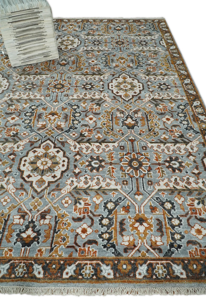 8x10 Blue and Brown Bamboo Silk and Wool Traditional Persian Antique Area Rug | TRDCP200810 - The Rug Decor