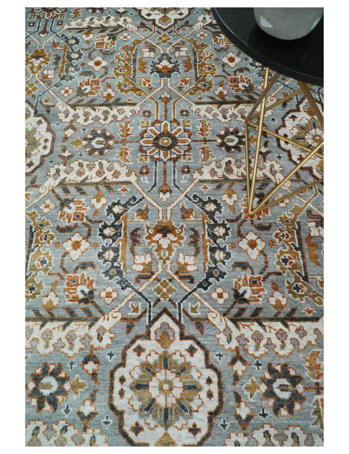 8x10 Blue and Brown Bamboo Silk and Wool Traditional Persian Antique Area Rug | TRDCP200810 - The Rug Decor