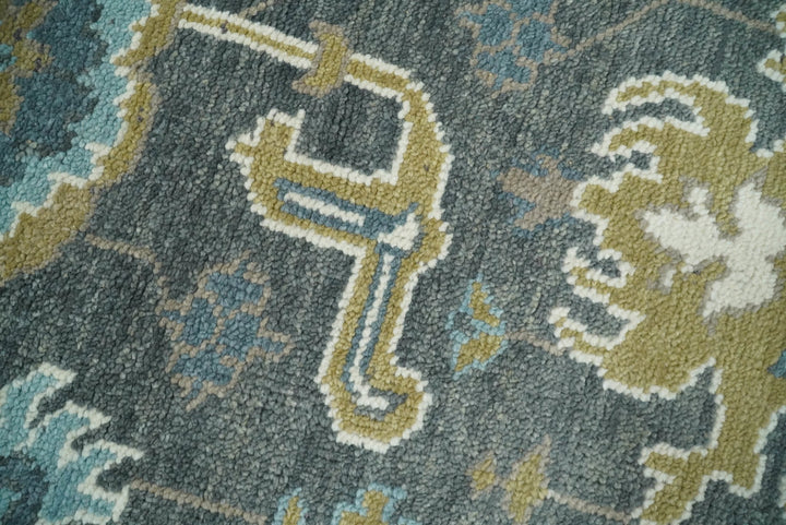 8x10 Blue and Brown Traditional Persian Hand knotted Antique Vintage Persian Oushak Area Rug | TRD49673 - The Rug Decor