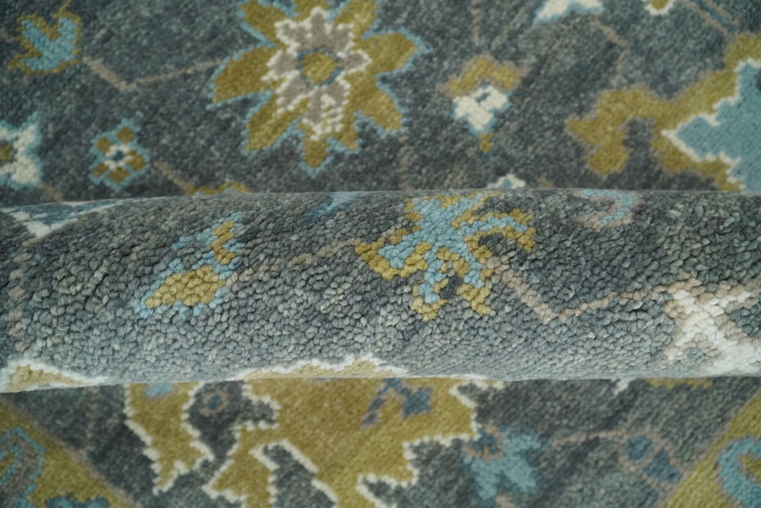 8x10 Blue and Brown Traditional Persian Hand knotted Antique Vintage Persian Oushak Area Rug | TRD49673 - The Rug Decor