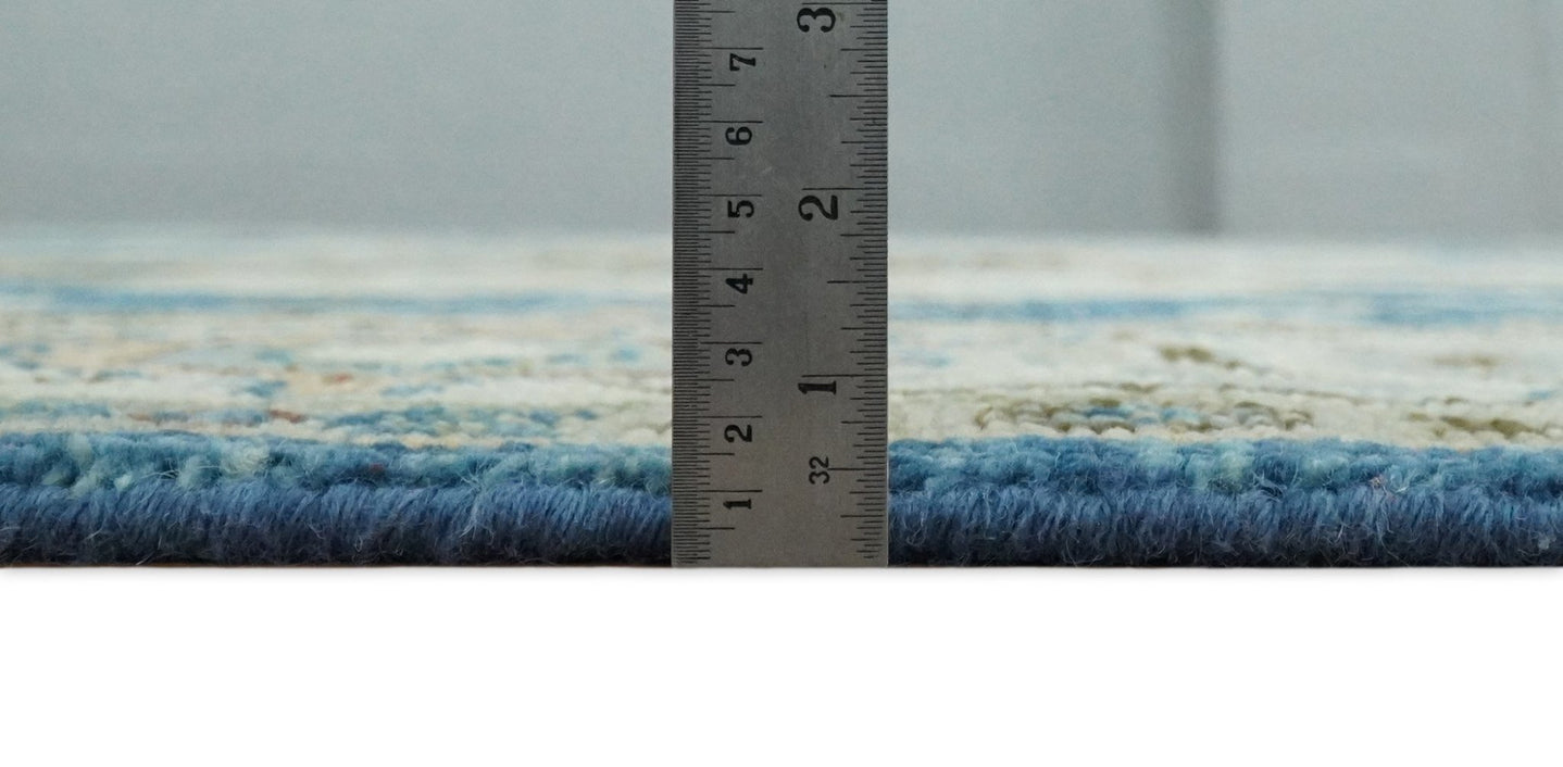 8x10 Blue and Ivory Wool Traditional Persian Antique Vintage Hand knotted Oushak Area Rug | TRDCP207810 - The Rug Decor