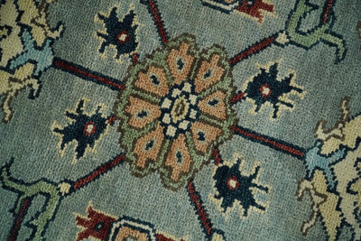 8x10 Blue and Rust Traditional Persian Oushak Hand knotted Wool Area Rug | TRDCP198810 - The Rug Decor