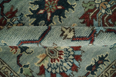 8x10 Blue and Rust Traditional Persian Oushak Hand knotted Wool Area Rug | TRDCP198810 - The Rug Decor