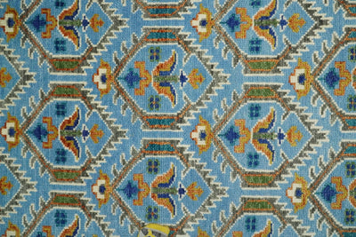8x10 Blue, Brown and Beige Hand Knotted Wool Antique Vintage Persian Area Rug | TRDCP655810 - The Rug Decor