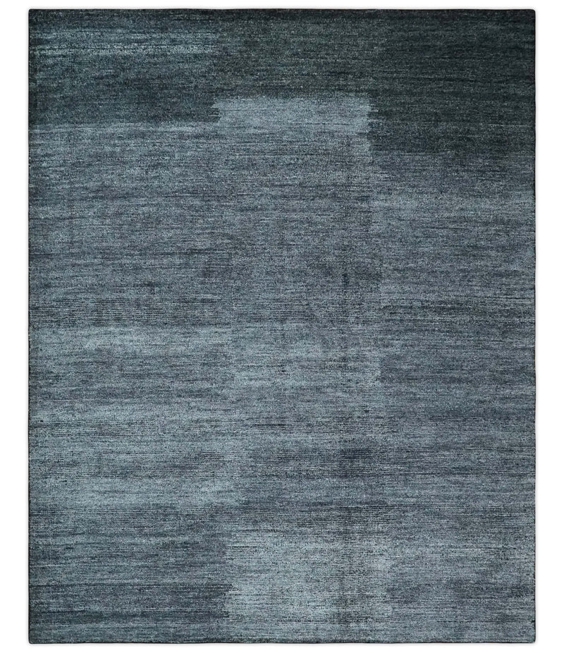 8x10 Charcoal and Silver Blended Hand knotted Bamboo Silk Area Rug - The Rug Decor