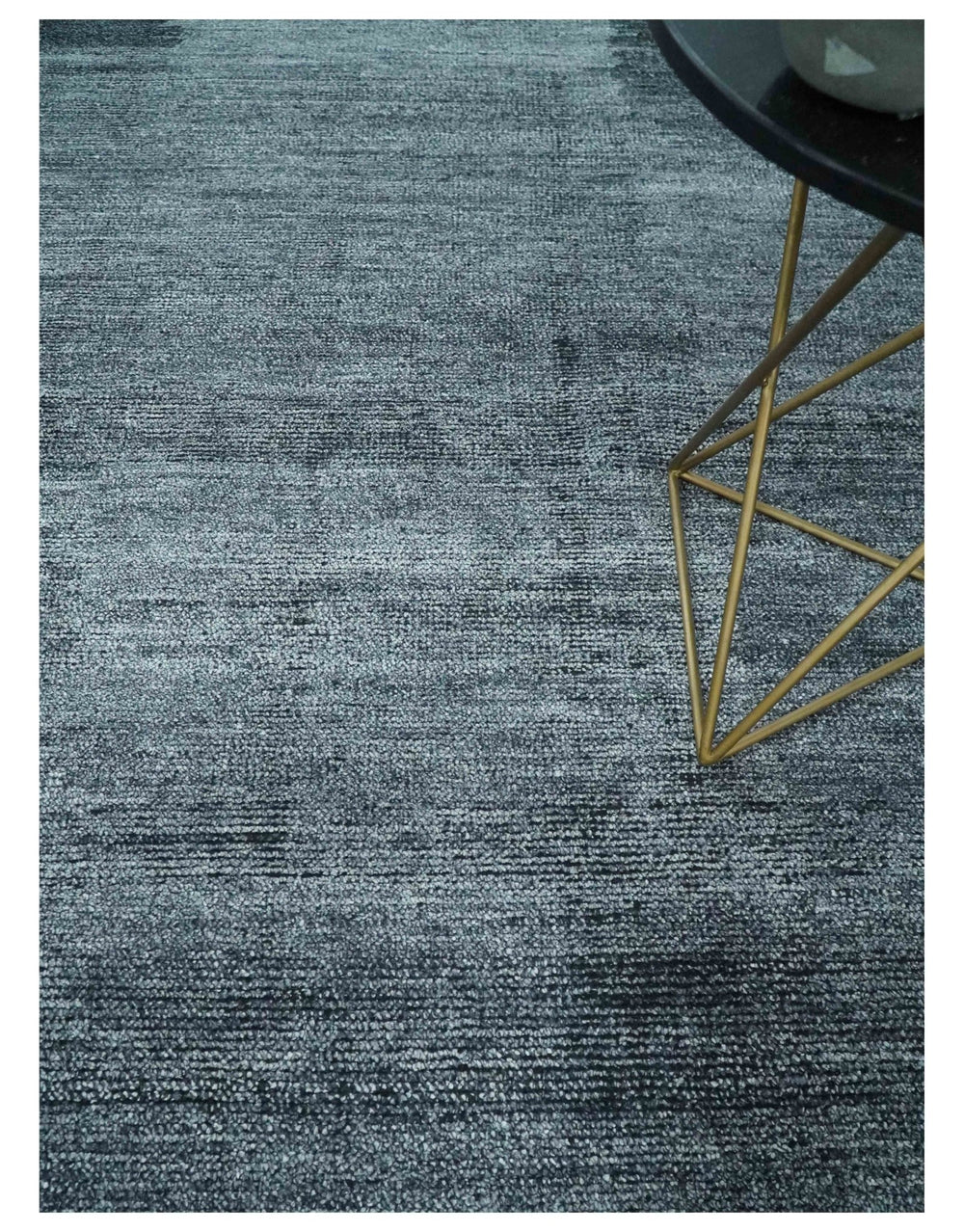 8x10 Charcoal and Silver Blended Hand knotted Bamboo Silk Area Rug - The Rug Decor
