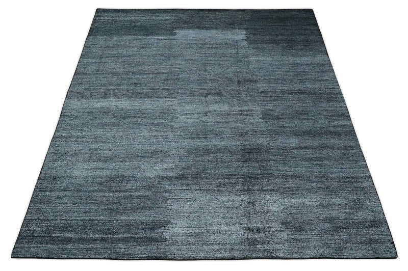 8x10 Charcoal and Silver Blended Hand knotted Bamboo Silk Area Rug - The Rug Decor