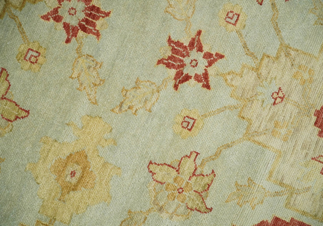 8x10 Fine Hand Knotted Aqua and Rust Traditional Vintage Persian Antique Wool Rug | AGR36 - The Rug Decor