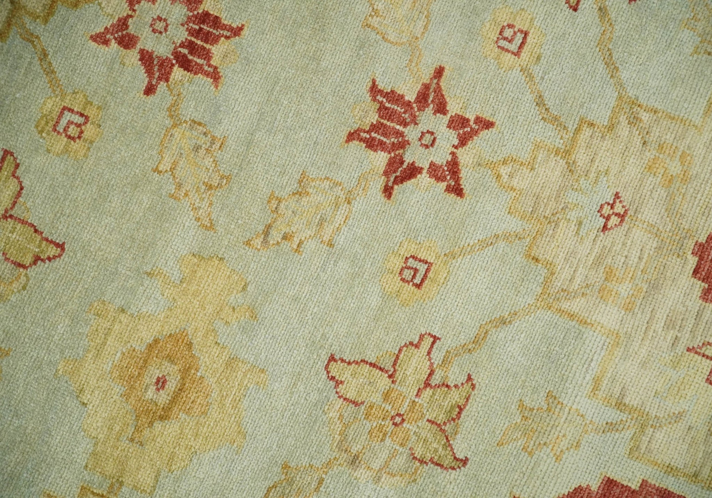 8x10 Fine Hand Knotted Aqua and Rust Traditional Vintage Persian Antique Wool Rug | AGR36 - The Rug Decor