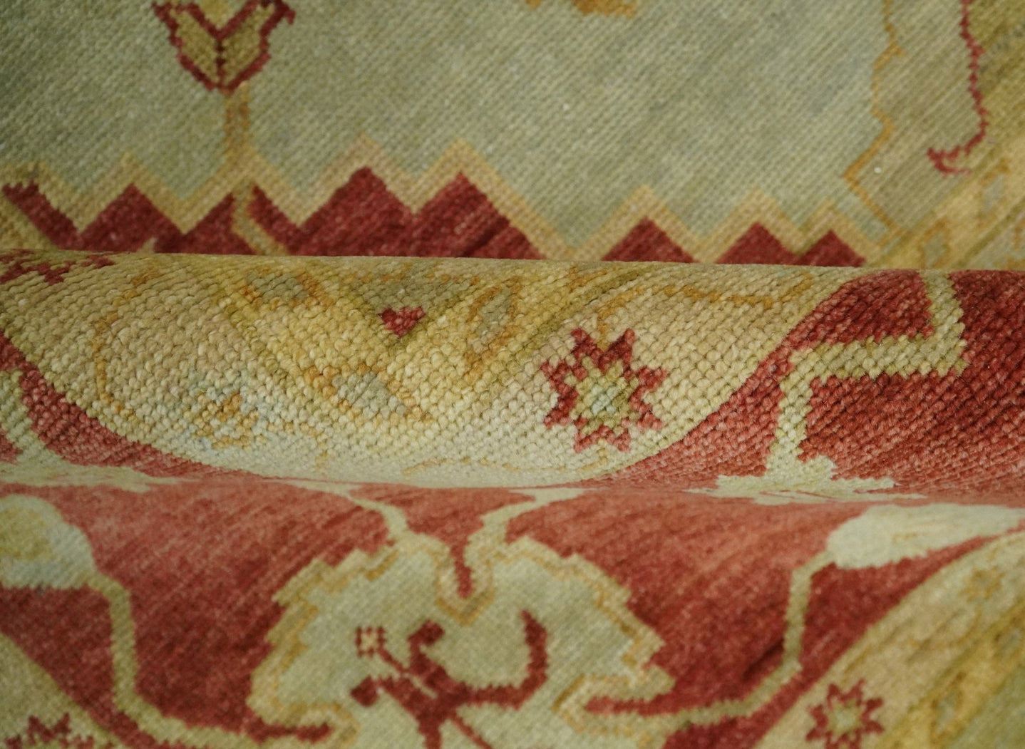 8x10 Fine Hand Knotted Aqua and Rust Traditional Vintage Persian Antique Wool Rug | AGR36 - The Rug Decor