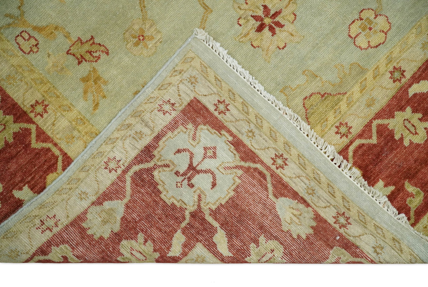 8x10 Fine Hand Knotted Aqua and Rust Traditional Vintage Persian Antique Wool Rug | AGR36 - The Rug Decor