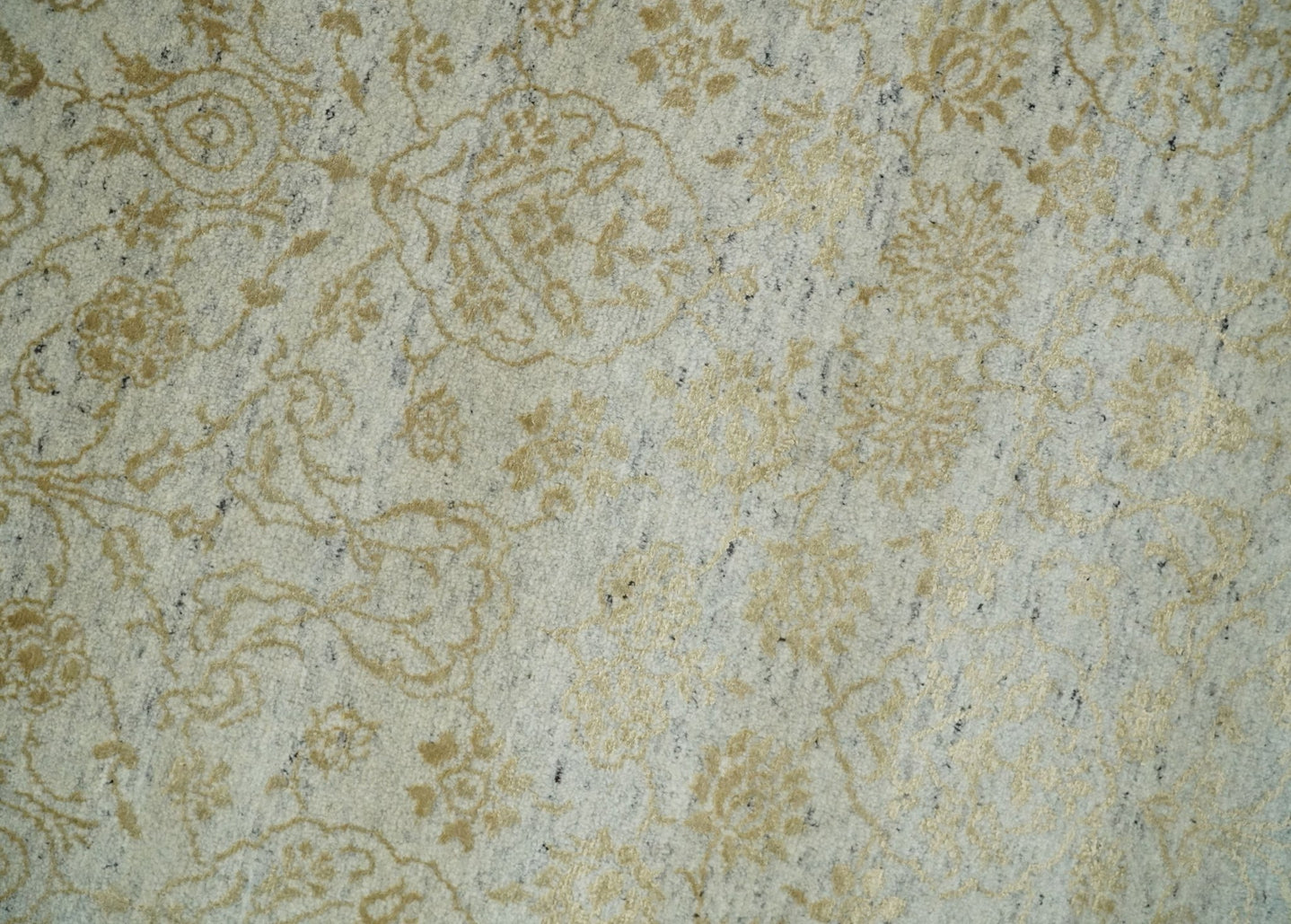 8x10 Fine Hand Knotted Beige and Gold Traditional Vintage Persian Style Antique Silk Rug | AGR21 - The Rug Decor