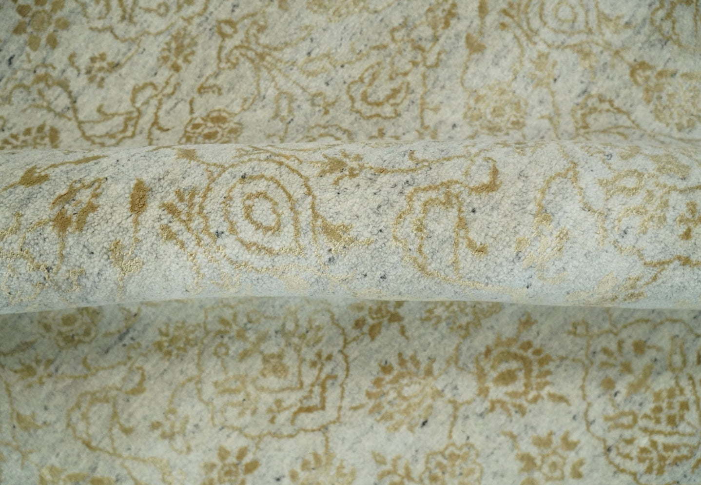 8x10 Fine Hand Knotted Beige and Gold Traditional Vintage Persian Style Antique Silk Rug | AGR21 - The Rug Decor