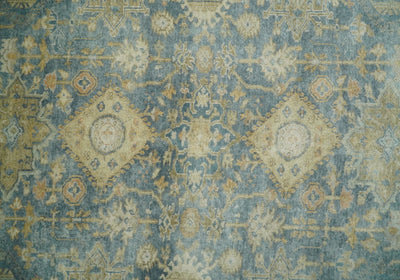 8x10 Fine Hand Knotted Blue and Beige Traditional Vintage Persian Style Mahal Antique Wool Rug | TRDCP496810 - The Rug Decor