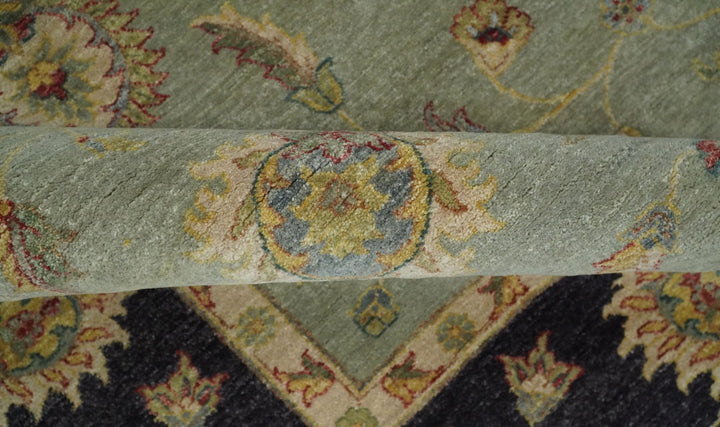 8x10 Fine Hand Knotted Blue and Black Muted Antique Traditional Vintage Persian Wool Rug | AGR45 - The Rug Decor