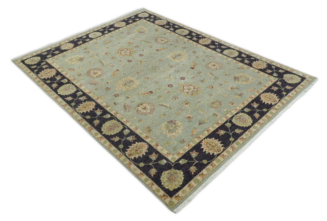8x10 Fine Hand Knotted Blue and Black Muted Antique Traditional Vintage Persian Wool Rug | AGR45 - The Rug Decor