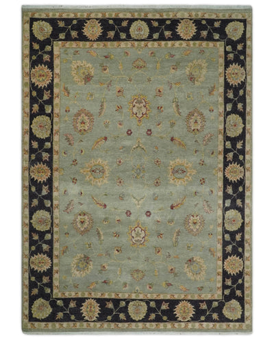 8x10 Fine Hand Knotted Blue and Black Muted Antique Traditional Vintage Persian Wool Rug | AGR45 - The Rug Decor