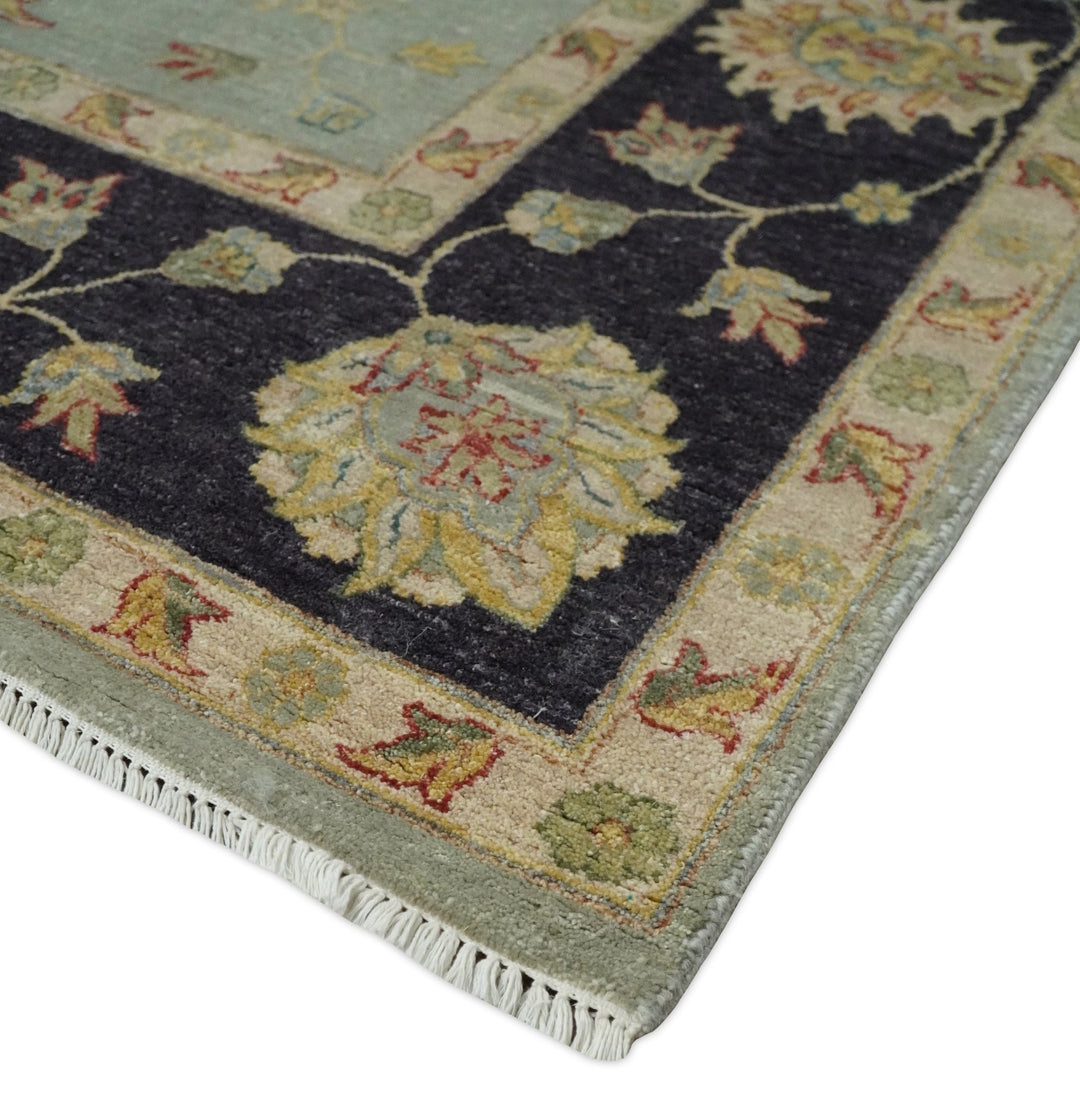 8x10 Fine Hand Knotted Blue and Black Muted Antique Traditional Vintage Persian Wool Rug | AGR45 - The Rug Decor