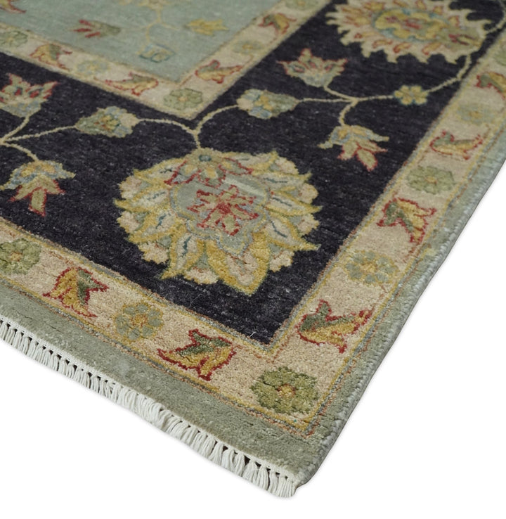 8x10 Fine Hand Knotted Blue and Black Muted Antique Traditional Vintage Persian Wool Rug | AGR45 - The Rug Decor