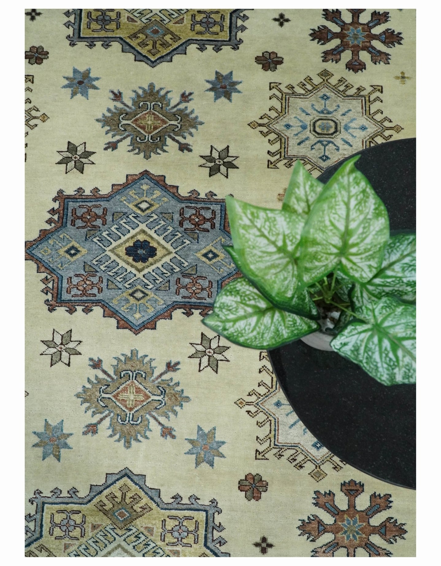 8x10 Fine Hand Knotted Blue and Ivory Traditional Vintage Persian Style Antique Wool and Silk Rug | TRDCP510810 - The Rug Decor