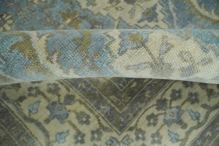 8x10 Fine Hand Knotted Blue and Ivory Traditional Vintage Persian Style Antique Wool Rug | TRDCP462810 - The Rug Decor