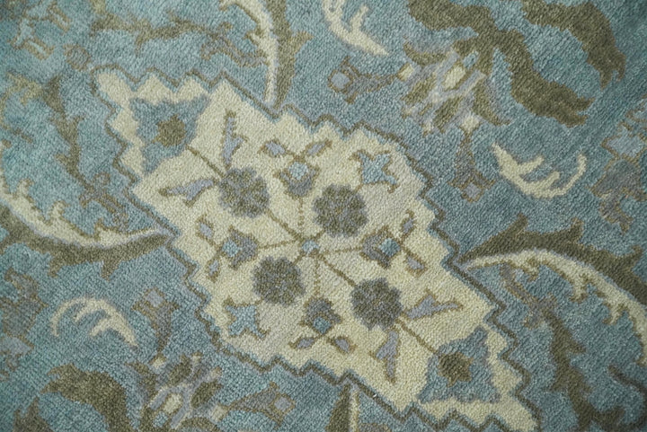 8x10 Fine Hand Knotted Blue and Ivory Traditional Vintage Persian Style Antique Wool Rug | TRDCP462810 - The Rug Decor
