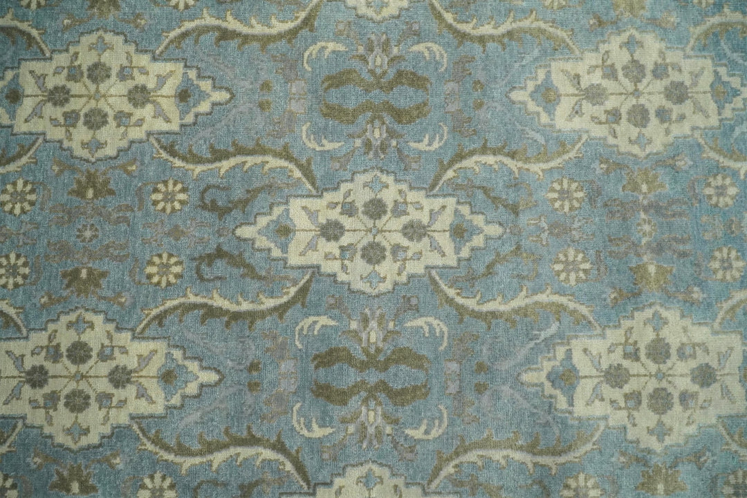 8x10 Fine Hand Knotted Blue and Ivory Traditional Vintage Persian Style Antique Wool Rug | TRDCP462810 - The Rug Decor