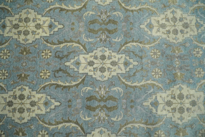 8x10 Fine Hand Knotted Blue and Ivory Traditional Vintage Persian Style Antique Wool Rug | TRDCP462810 - The Rug Decor