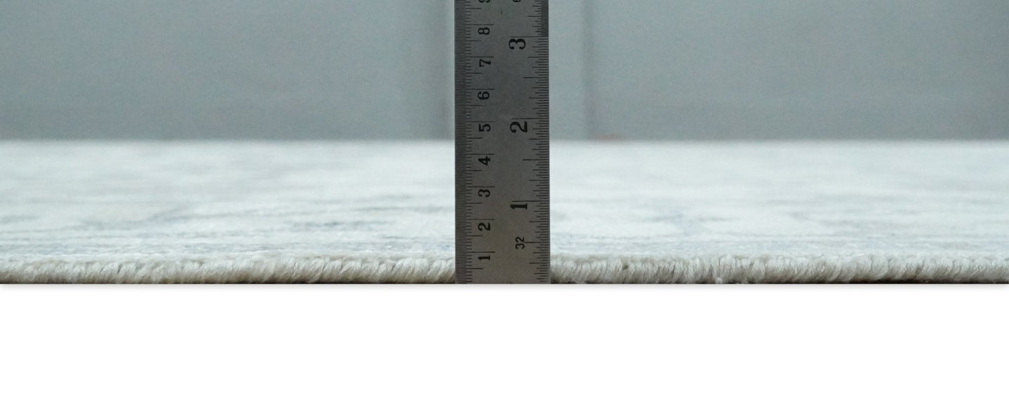 8x10 Fine Hand Knotted Blue, Gray and Brown Traditional Turkish Style Antique Bamboo Silk Rug | TRDCP503810 - The Rug Decor