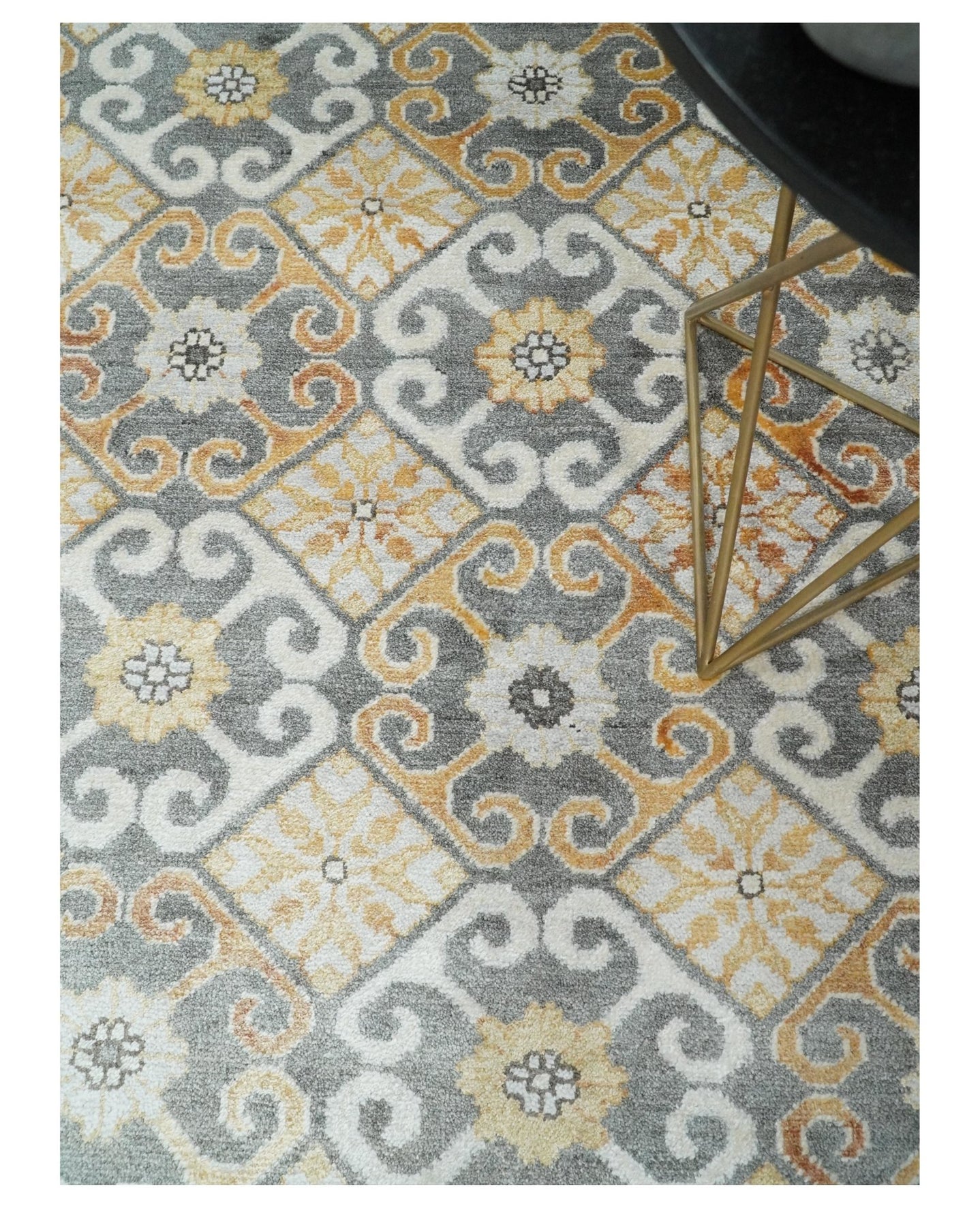 8x10 Fine Hand Knotted Camel and Beige Traditional Vintage Persian Style Antique Silk Rug | TRDCP536810 - The Rug Decor