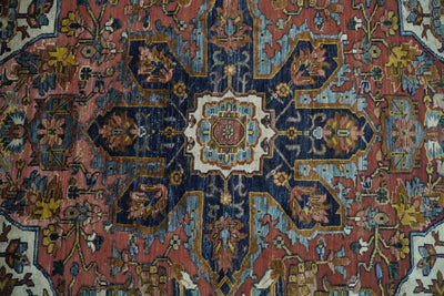 8x10 Fine Hand Knotted Coral Rust and Ivory Traditional Antique Turkish Wool Rug | TRDCP549810 - The Rug Decor