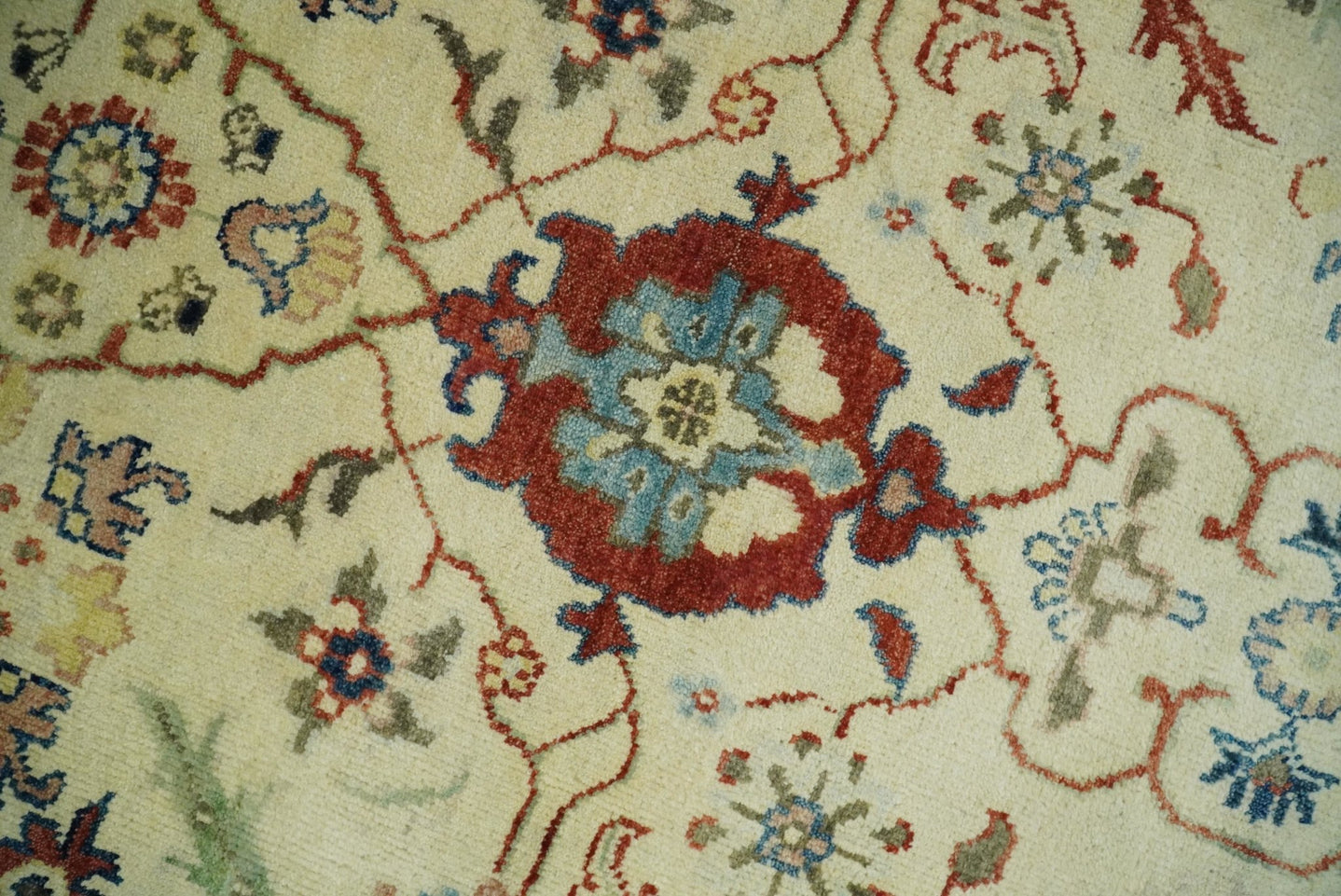 8x10 Fine Hand Knotted Ivory and Blue Traditional Vintage Persian Style Mahal Antique Wool Rug | TRDCP492810 - The Rug Decor