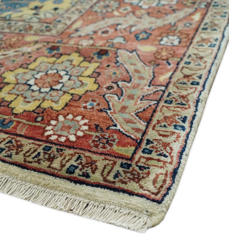 8x10 Fine Hand Knotted Ivory and Rust Traditional Persian Area Rug | TRDCP464810 - The Rug Decor